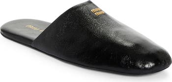 大注目【MiuMiu】ロゴシャーリングスリッパ BLACK スリッパ MiuMiu(ミュウミュウ) 靴・シューズ(レディース
