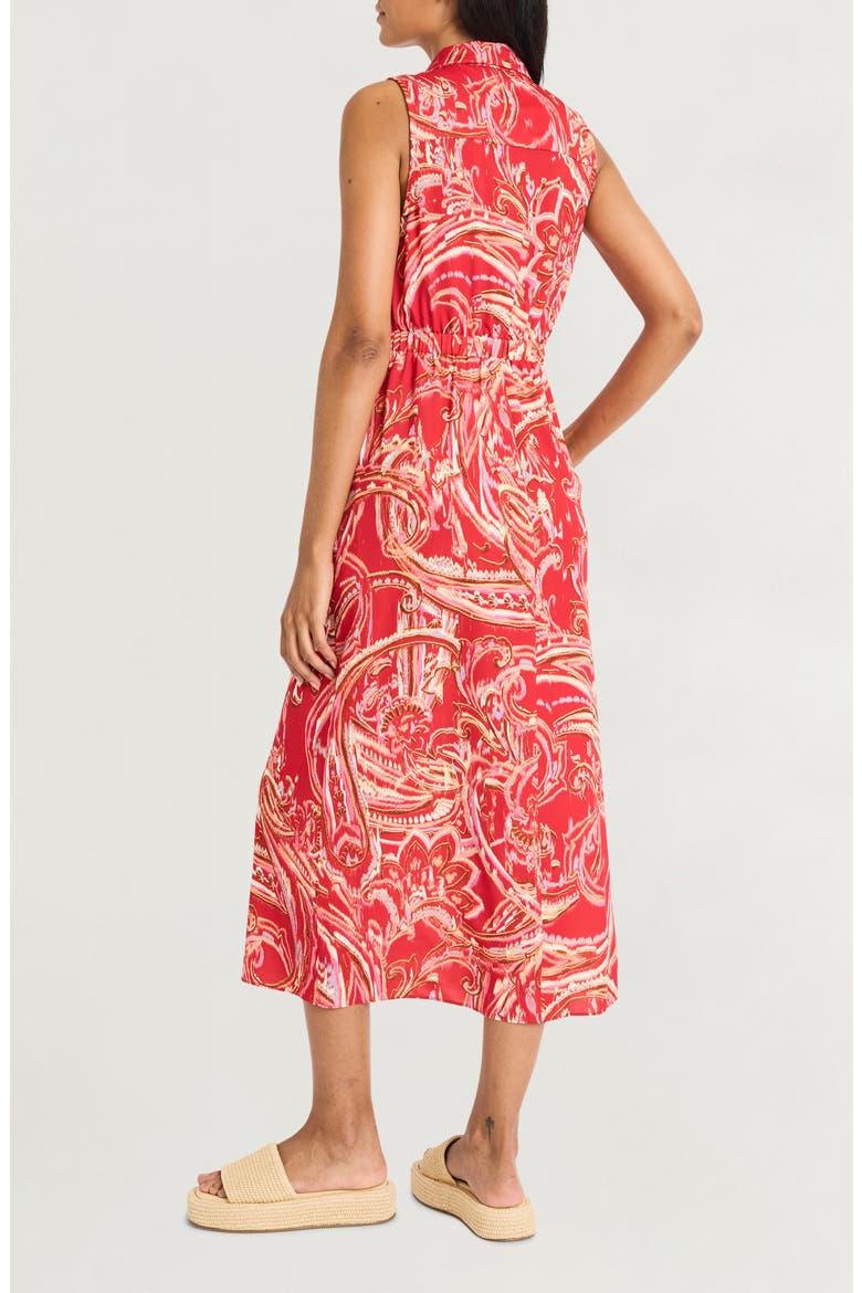 Button Front Midi Dress, Alternate, color, RED/ PINK