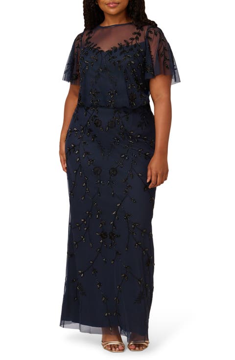 Beaded Column Gown (Plus)