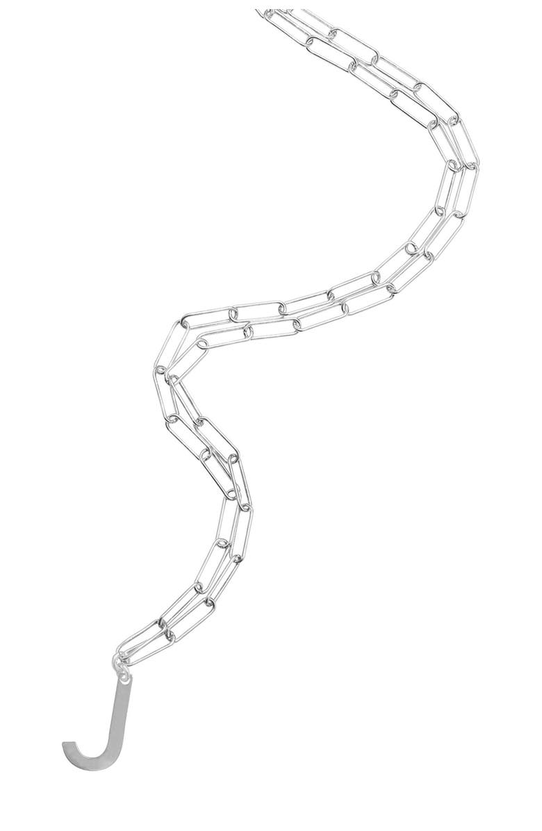 Adornia Initial Pendant Paperclip Necklace, Alternate, color, Silver - J