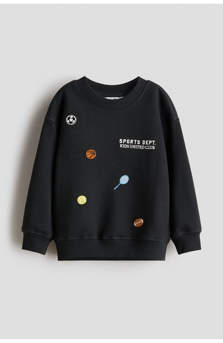 H&M Printed Crew-neck Sweatshirt, Alternate, color, Black/Sports Dept.