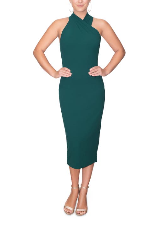 Harland Crossover Halter Midi Dress