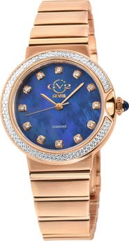 GEVRIL Sorrento Diamond Embellished Bracelet Watch, 32mm