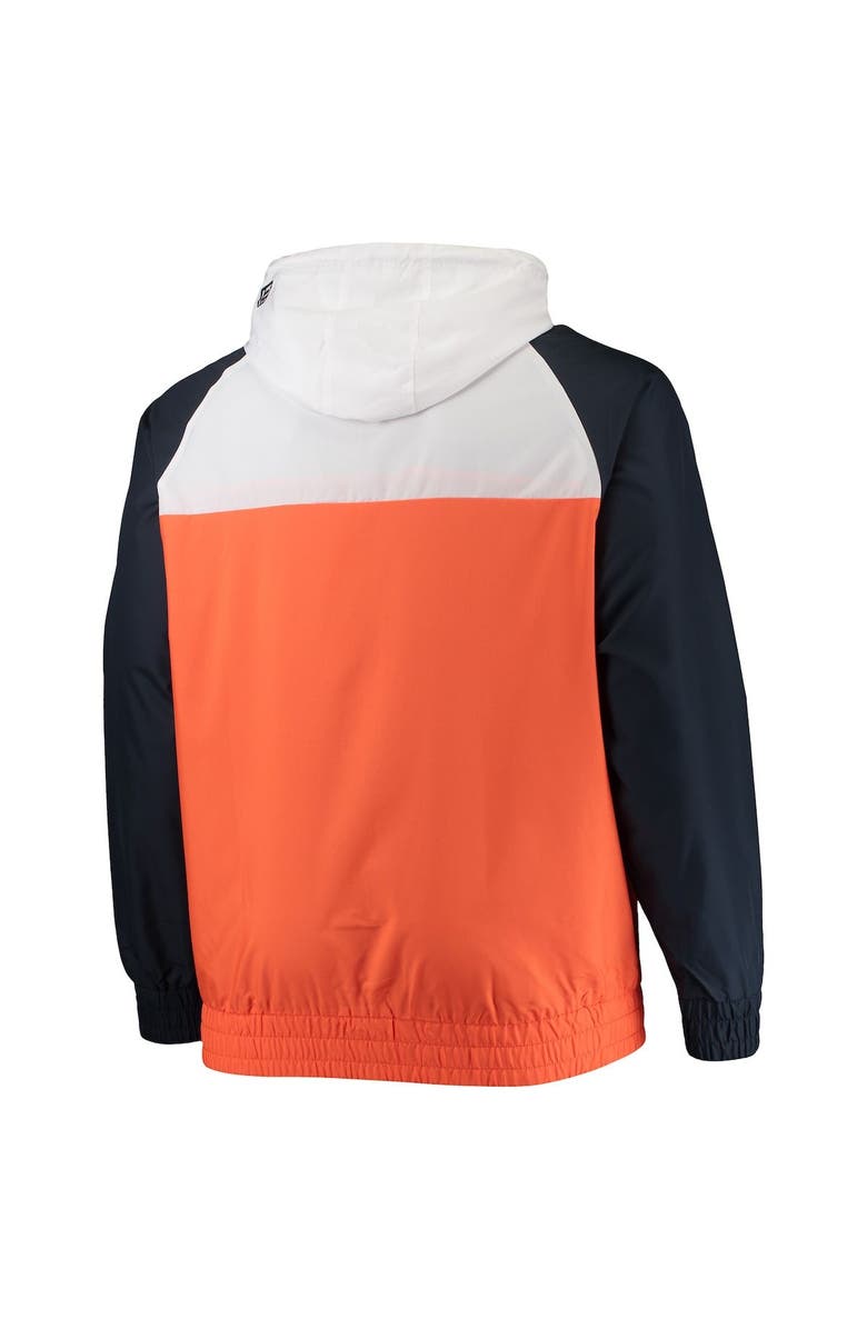 New Era Men's New Era Orange/Navy Chicago Bears Big & Tall League Raglan Quarter-Zip Hoodie, Alternate, color, 