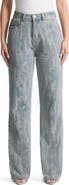Manière De Voir Florence Distressed High Rise Straight Leg Jeans