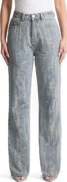 Manière De Voir Florence Distressed High Rise Straight Leg Jeans