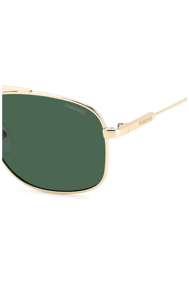 56mm Polarized Rectangular Sunglasses, Alternate, color, GOLD GREEN/ GREEN POLAR