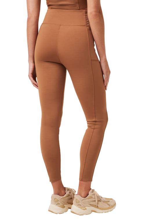 Travismathew Moveknit Bonded Pocket Leggings In Heather Chestnut