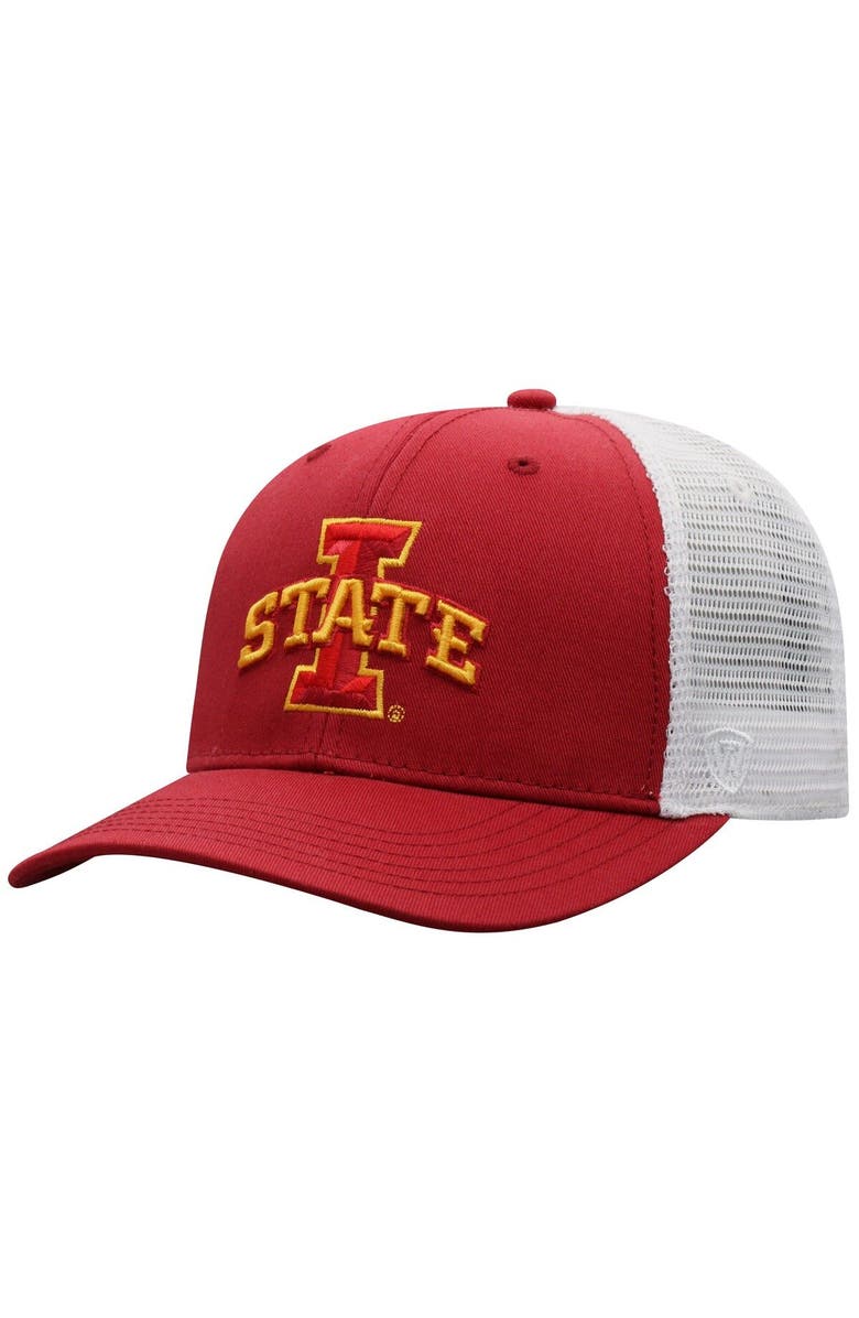 TOP OF THE WORLD Men's Top of the World Cardinal/White Iowa State Cyclones Trucker Snapback Hat, Main, color, Cardinal