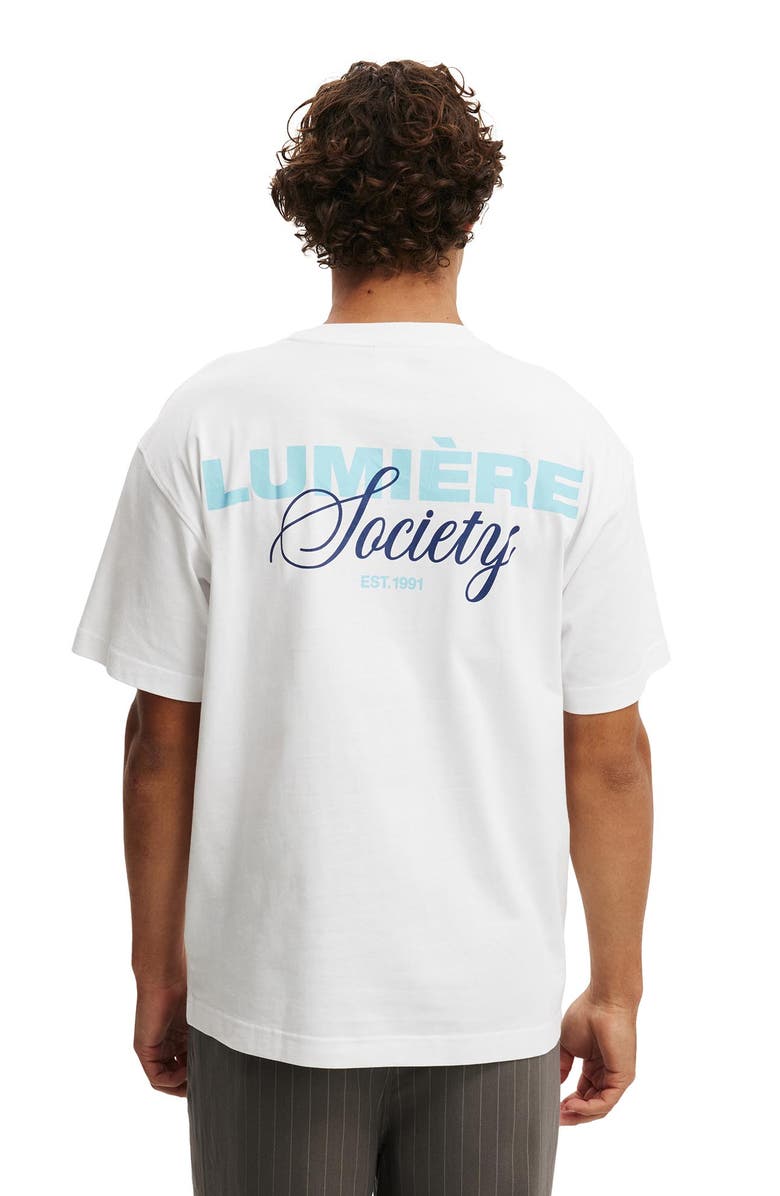 Cotton On Men's Box Fit Text T-Shirt, Alternate, color, White Lumiere Society