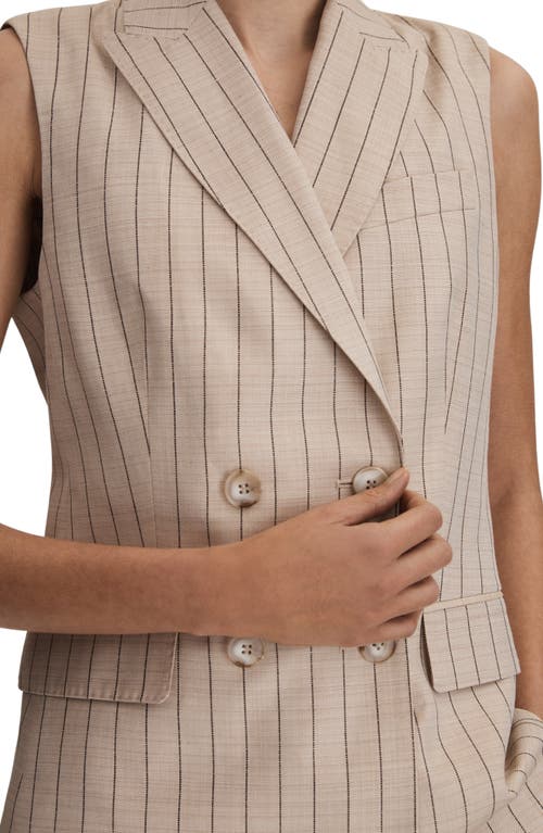 Reiss Odette Pinstripe Double Breasted Blazer In Neutral