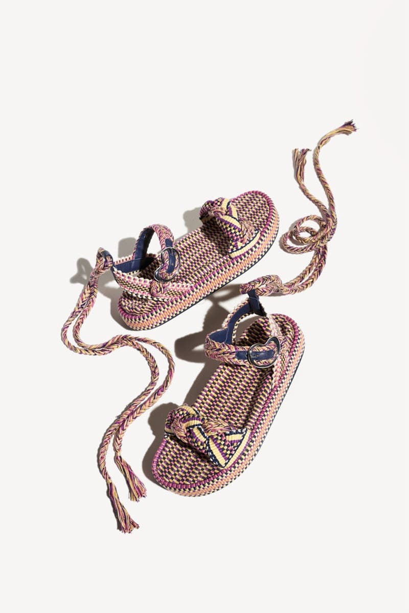 Carolina Braided Lace Up Platform Sandal, Alternate, color, Isle