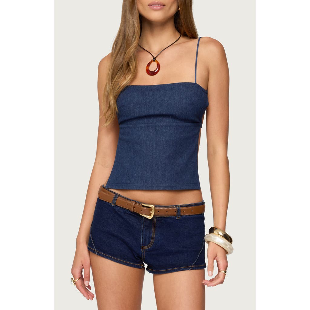 Edikted Conley Backless Denim Top In Blue