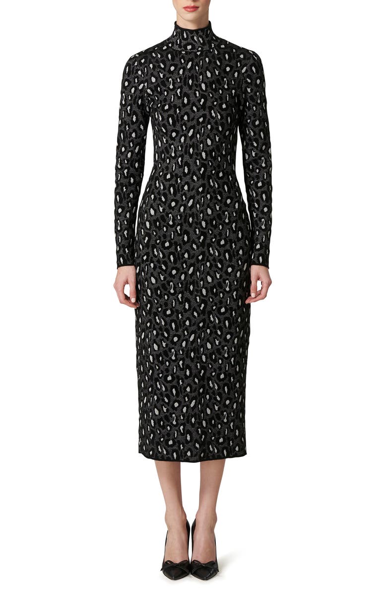 Carolina Herrera Animal Jacquard Long Sleeve Sweater Dress, Main, color, 