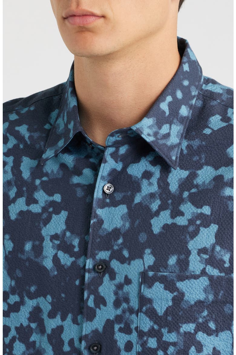 Weekend Short Sleeve Seersucker Button-Up Shirt, Alternate, color, BALTIC MULTI