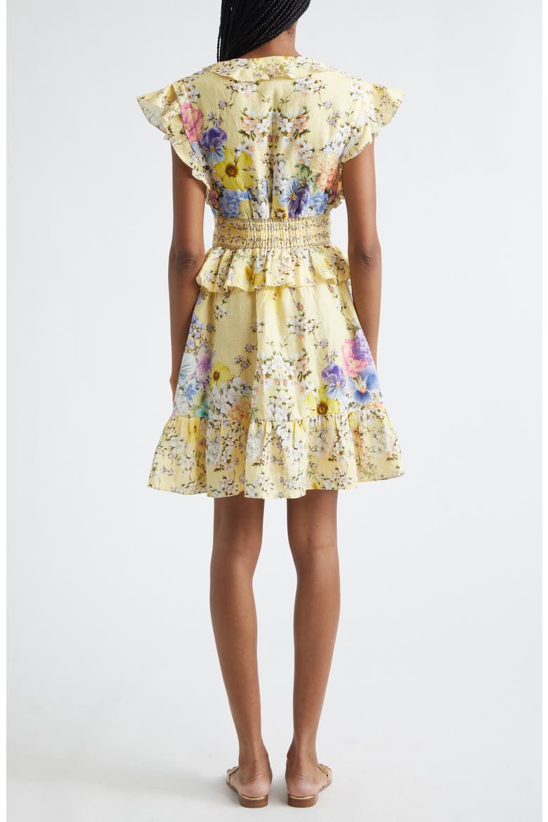 Darling Buds Ruffle Waisted Linen Minidress, Alternate, color, DARLING BUDS