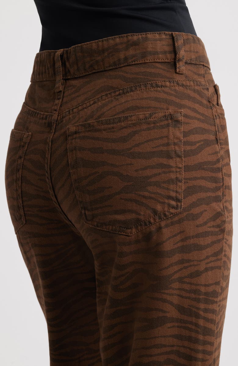 MANGO Zebra Stripe High Waist Straight Leg Jeans, Alternate, color, Chocolate