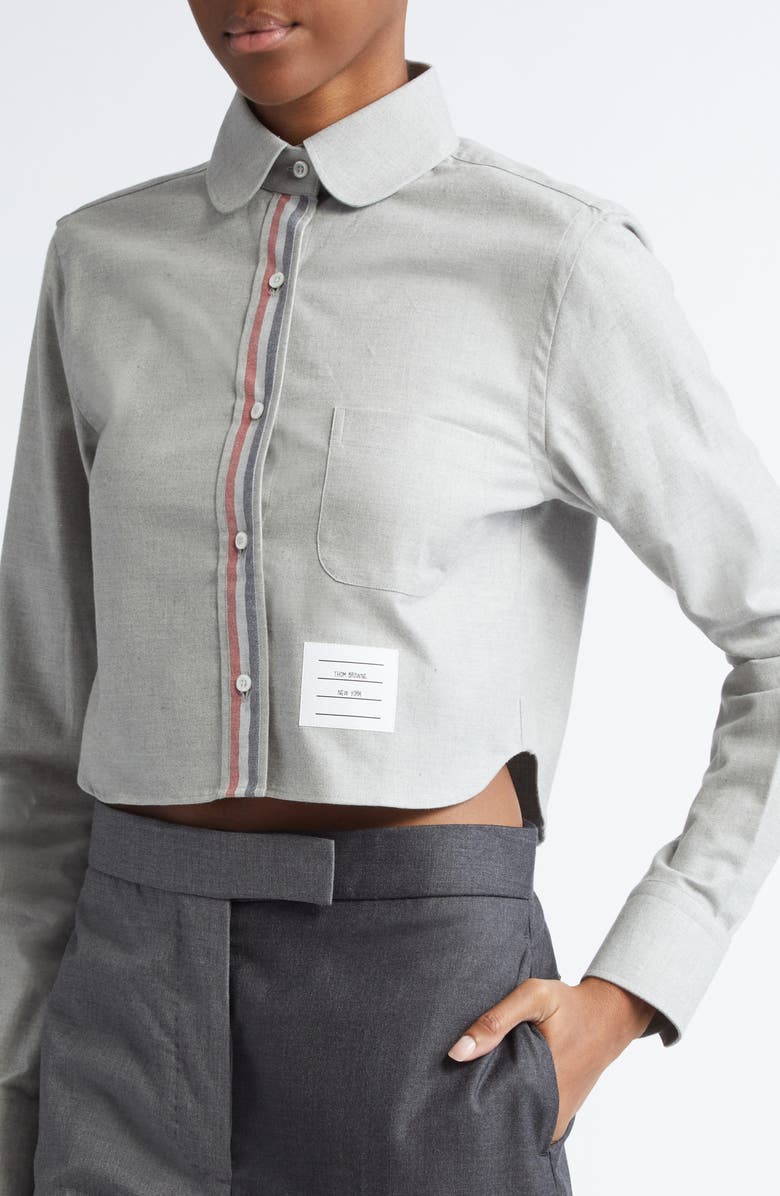 Thom Browne Classic Crop Cotton Button-Up Shirt, Alternate, color,