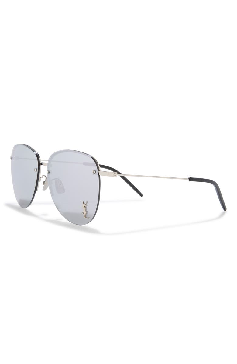 Saint Laurent 61mm Oval Sunglasses, Alternate, color, Silver