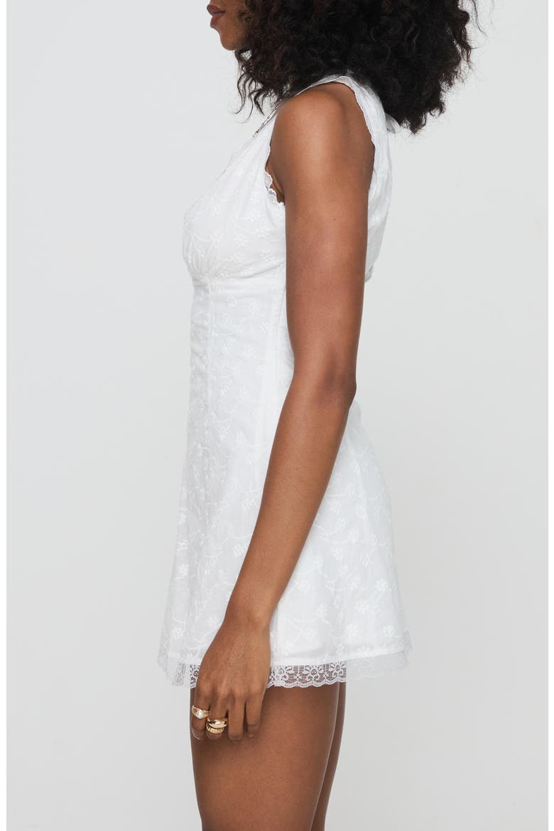 Gimmie Embroidered Open Back Cotton Minidress, Alternate, color, WHITE