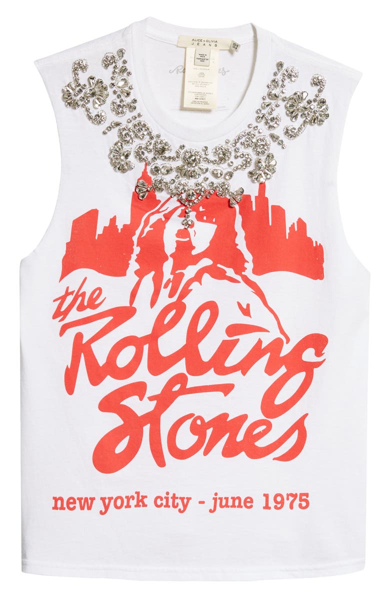 Alice + Olivia Micah Embellished Muscle Graphic Tank, Alternate, color, 