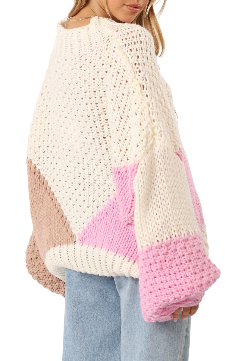 Petal & Pup Koda Colorblock Oversize Sweater, Alternate, color, Ivory Multi