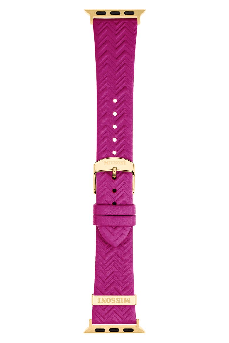 Zigzag 22mm Embossed Leather Apple Watch® Watchband, Alternate, color, PINK