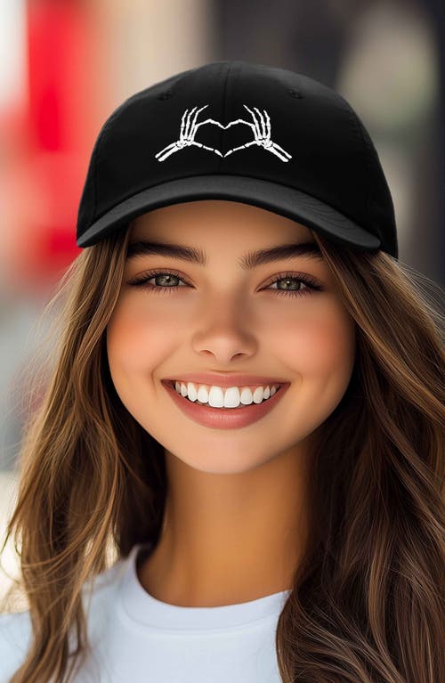 Dalix Skeleton Heart Embroidered Dad Hat In Black