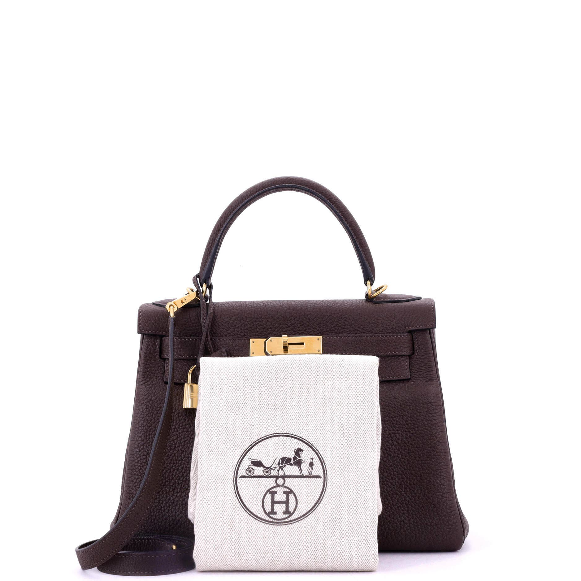 Pre-Owned Hermes Kelly Handbag Brown Togo with Gold Hardware 28, Alternate, color, 