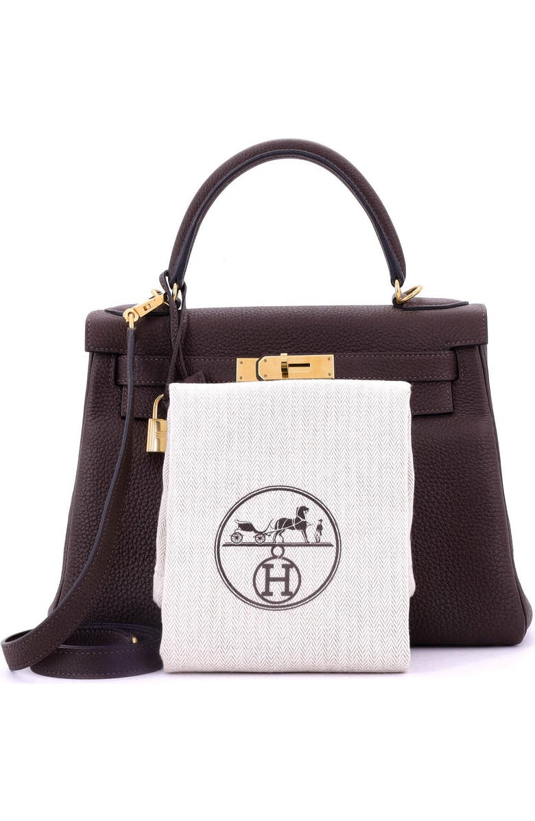 Pre-Owned Hermes Kelly Handbag Brown Togo with Gold Hardware 28, Alternate, color,