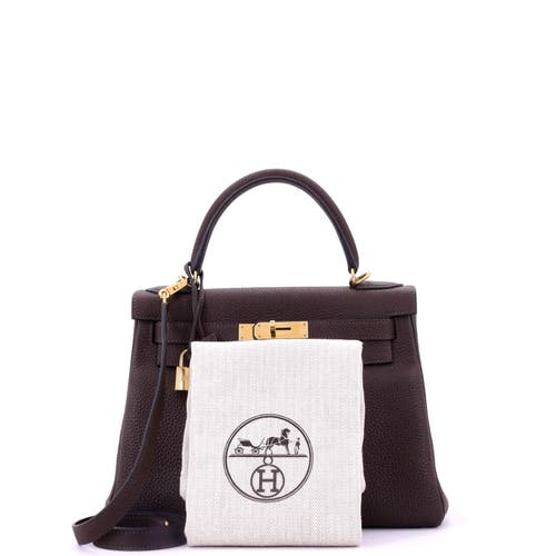 Pre-owned Hermes Hermes Kelly Handbag Brown Togo With Gold Hardware 28 In Brown