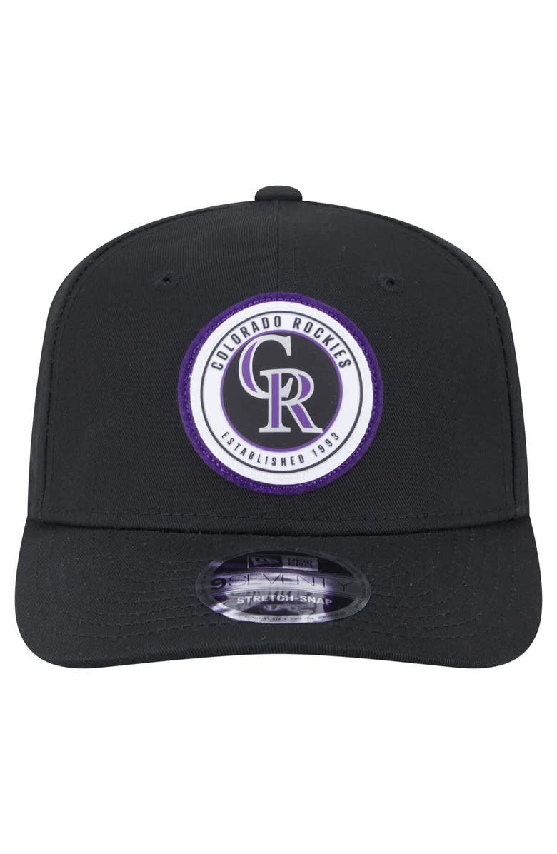 New Era Men's New Era Black Colorado Rockies Circle Patch 9SEVENTY Stretch-Snap Hat, Alternate, color, Black