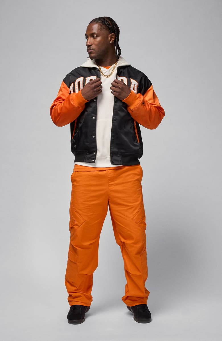 Jordan Brooklyn Collegiate Varsity Jacket, Alternate, color, Black/ Starfish/ Black