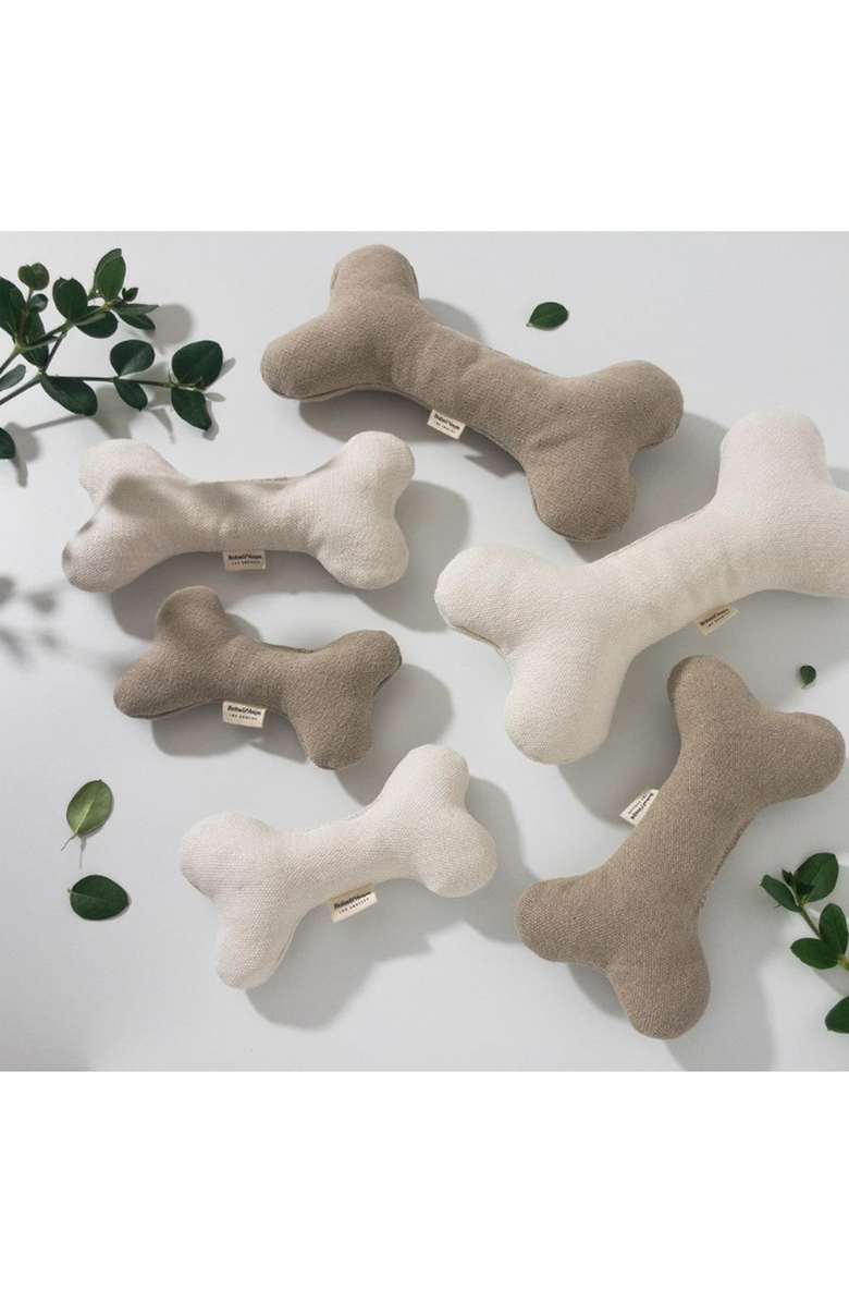 The Kind Pet Plush Hemp Dog Bone Toy for Gentle Chewers, Alternate, color, Ivory