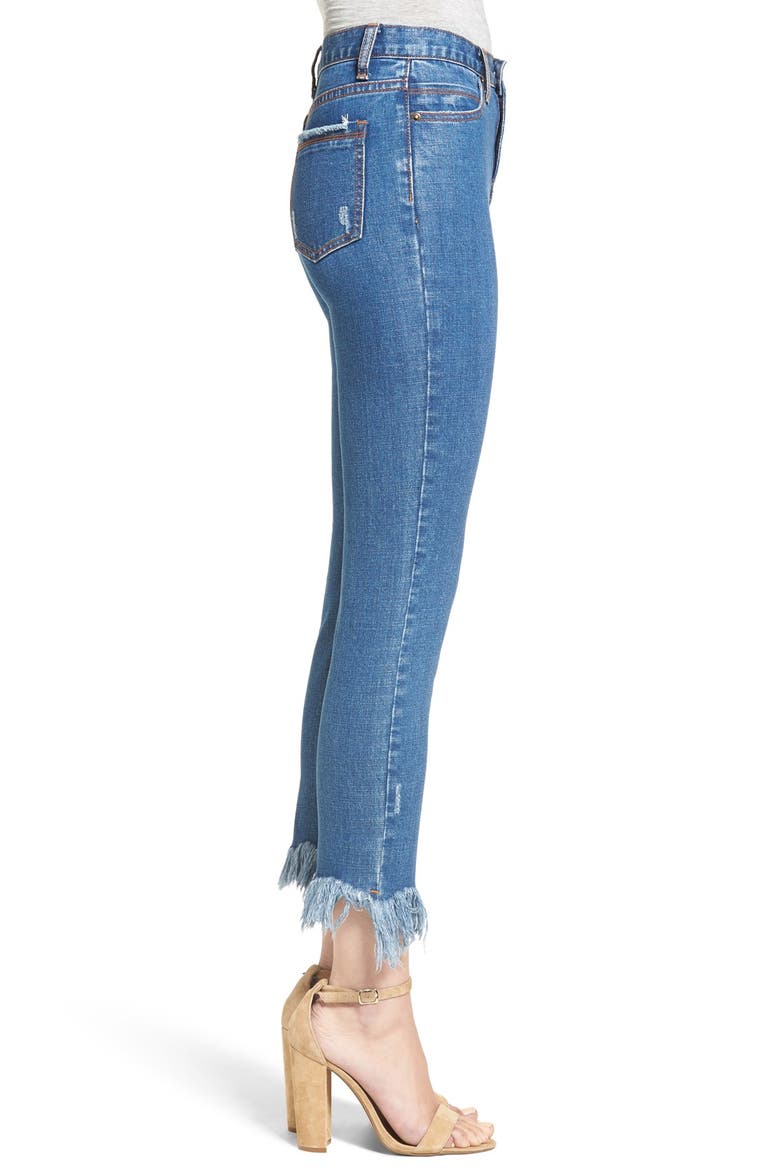 Frayed Hem High Rise Crop Jeans, Alternate, color, INDIGO