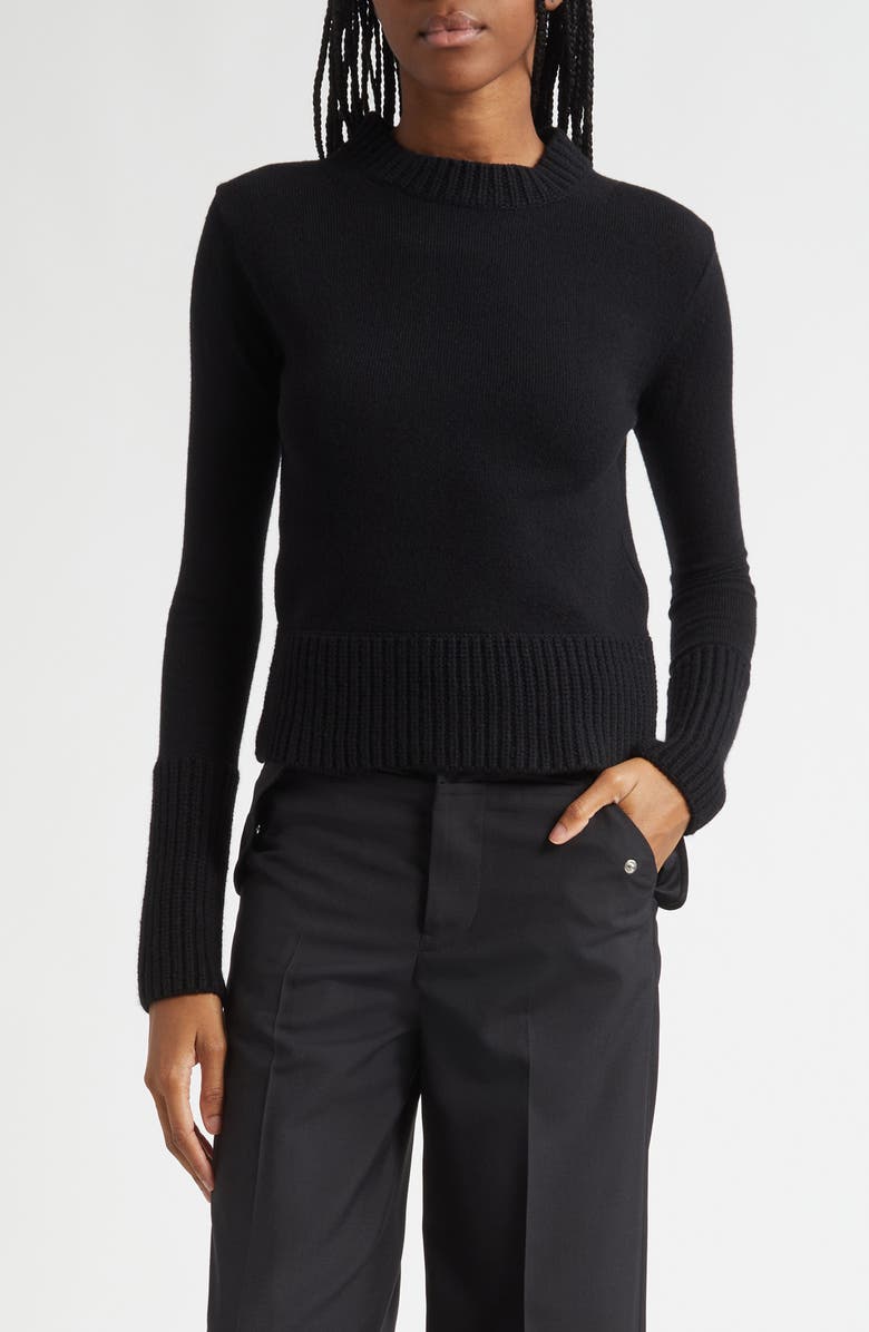 Sacai Crewneck Wool Sweater, Main, color, Black