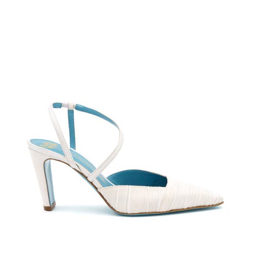 Valentina Rangoni Fidia Ankel Strap Pump In Bianco Plissse