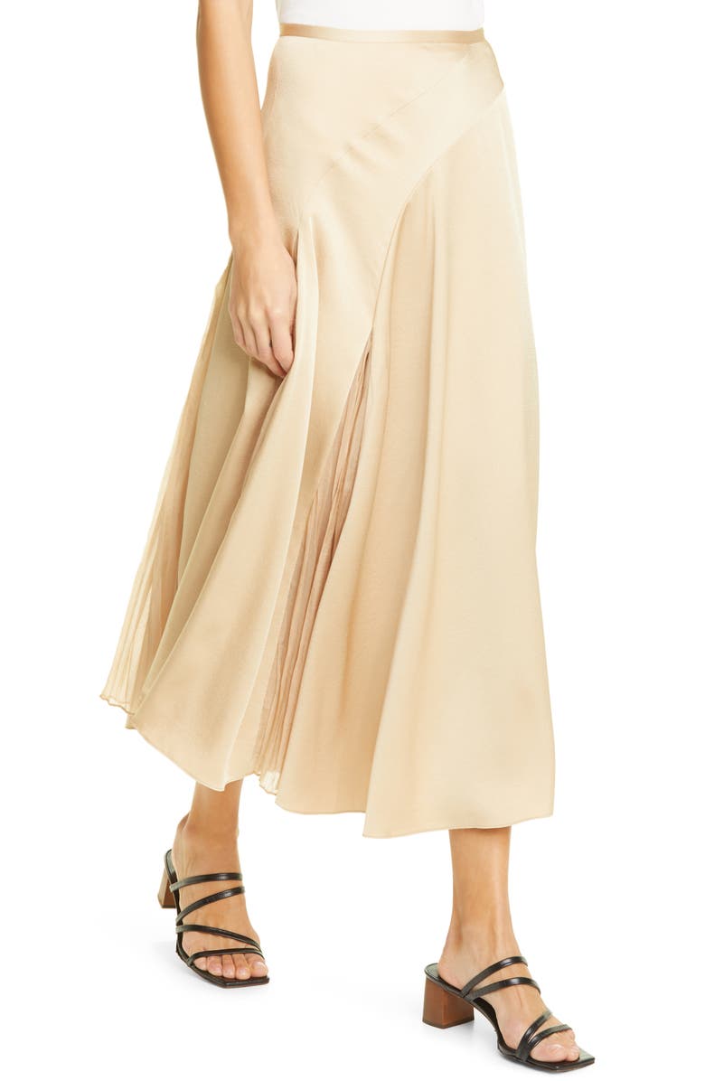 Vince Mixed Media Panel Asymmetrical Skirt, Alternate, color, 