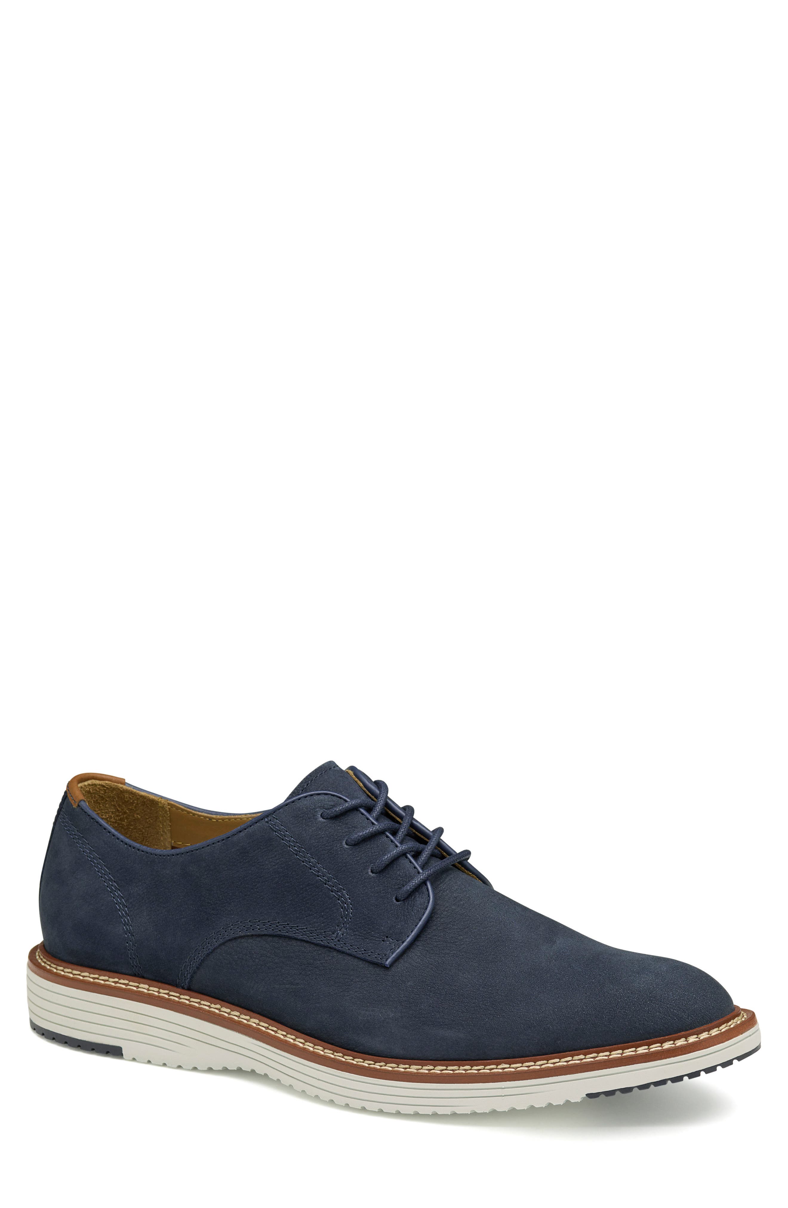 Johnston & Murphy Upton Plain Toe Derby, Main, color, Navy Tumbled Nubuck