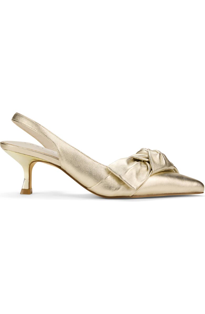 Yosi Samra Kaleigh Bow Slingback Pointed Toe Kitten Heel Pump, Alternate, color, Gold