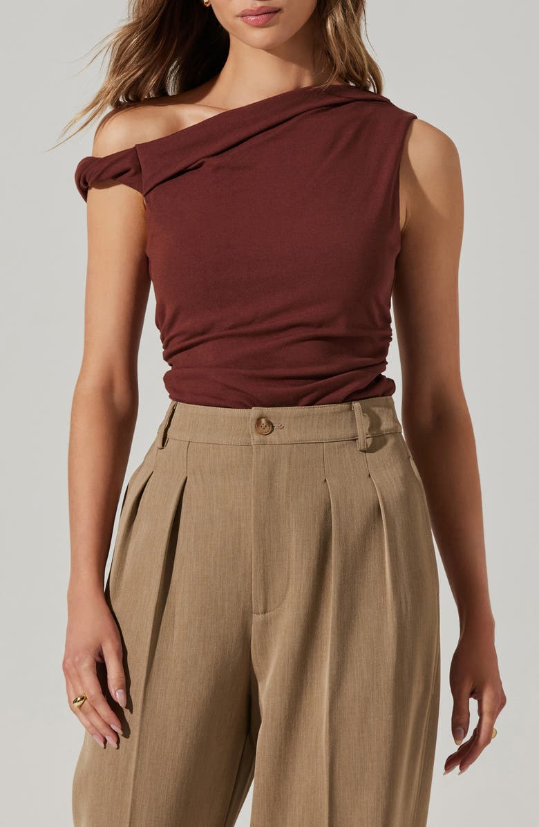ASTR the Label Zivon Asymmetric Sleeveless Top, Main, color, Brown
