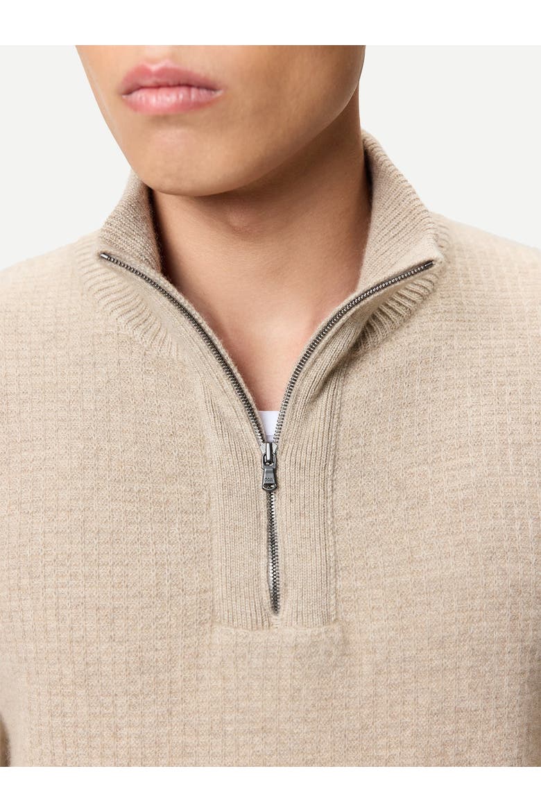 Men's Cashmere Waffle Knit Half-Zip Sweater, Alternate, color, warm grey