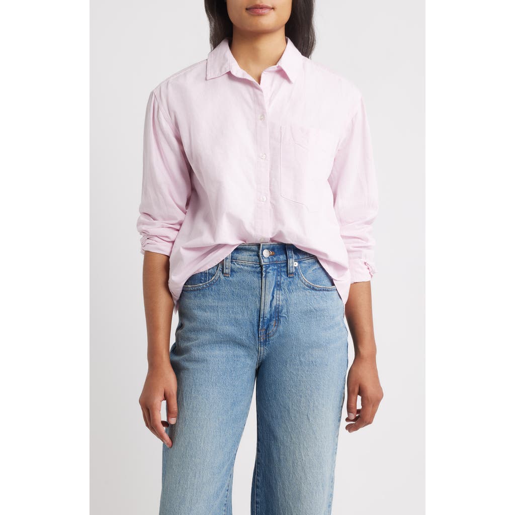 Beachlunchlounge Cammi Cotton Button-up Shirt In Pink