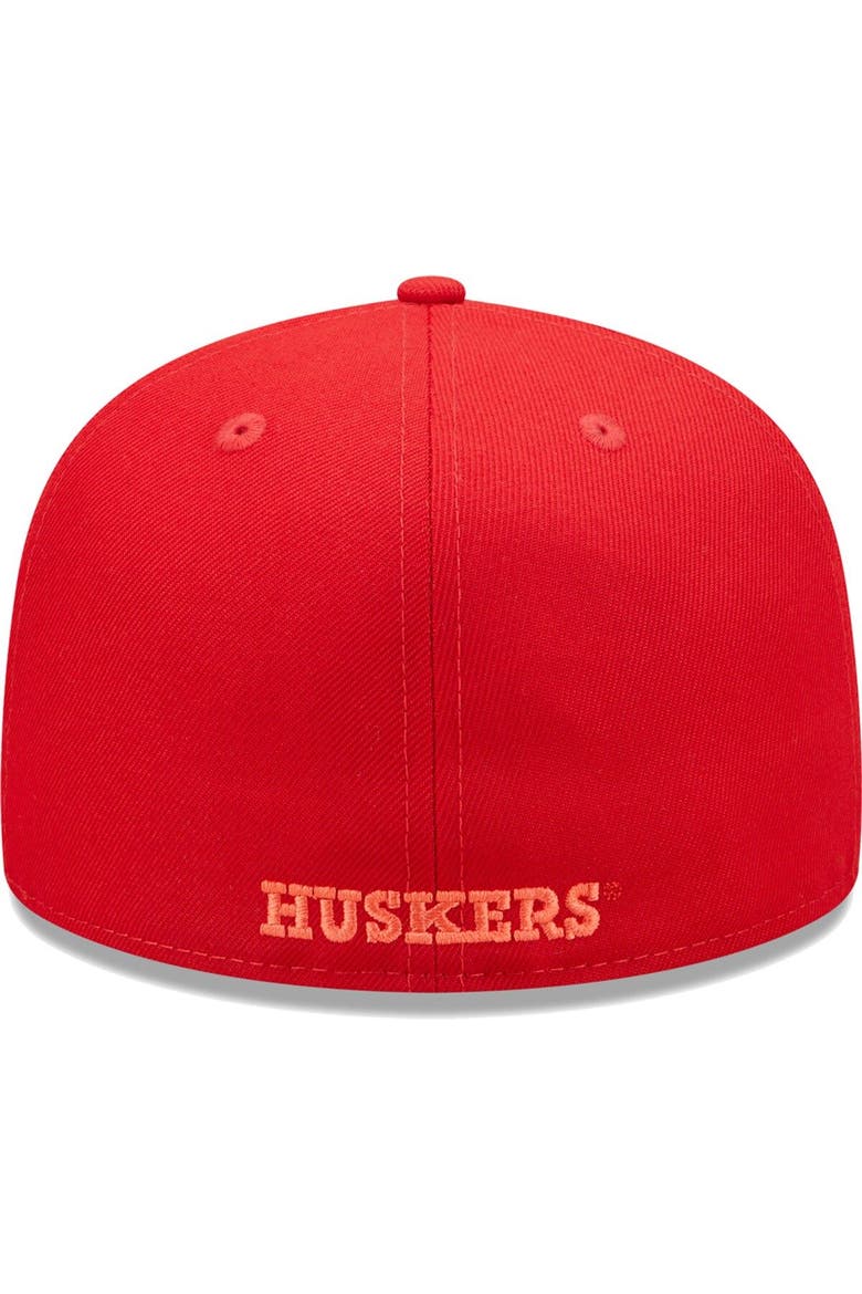 Men's New Era Scarlet Nebraska Huskers Bright Undervisor 59FIFTY Fitted Hat, Alternate, color, Scarlet