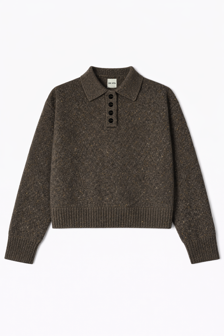 Frida Polo Cashmere Sweater, Main, color, Oak
