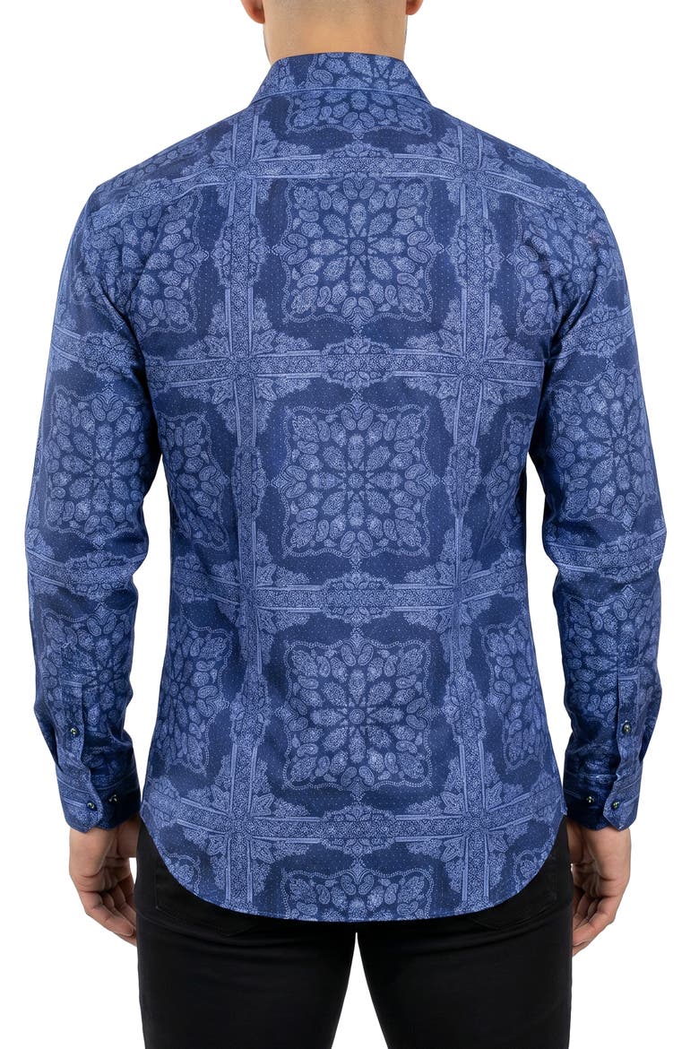 Fibonacci Contemporary Fit Button-Up Shirt, Alternate, color, BLUE