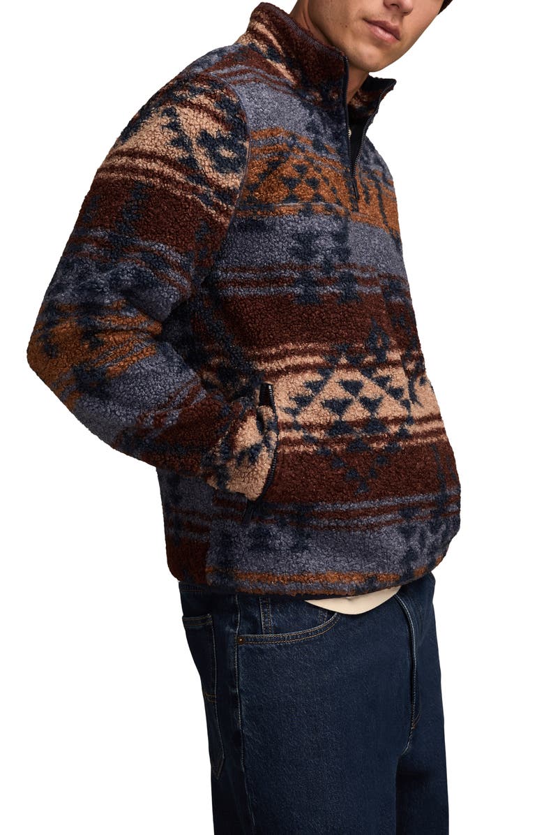 Lucky Brand Faux Shearling Quarter Zip Jacket, Alternate, color, Multi