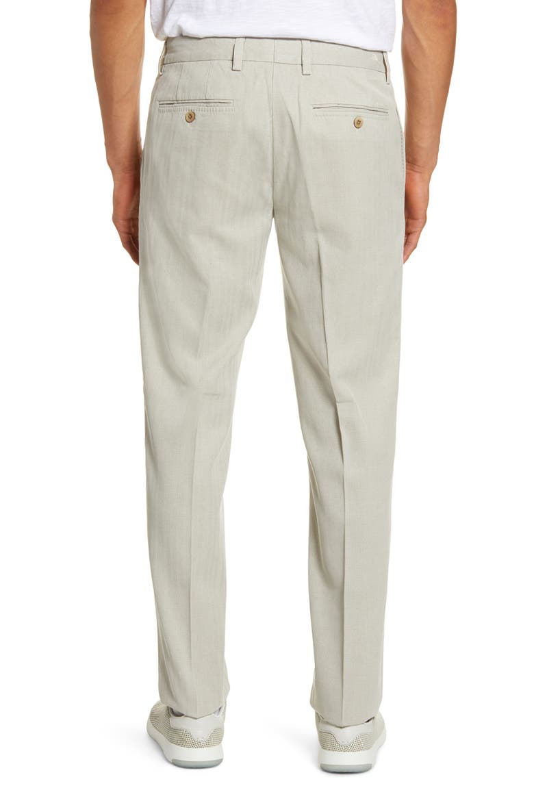 Havana Herringbone Authentic Silk Blend Straight Leg Pants, Alternate, color, KHAKI SANDS