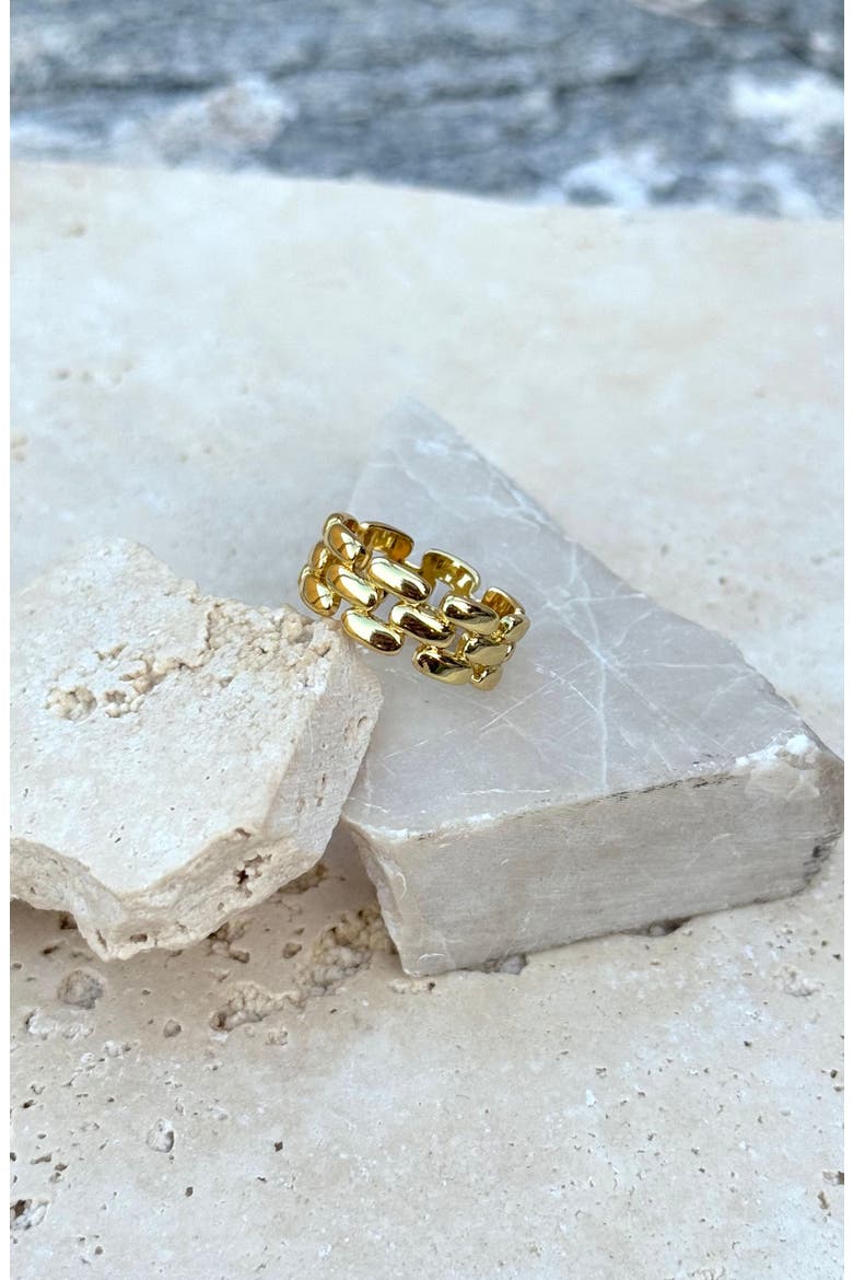 Grid Pattern Ring, Alternate, color, GOLD