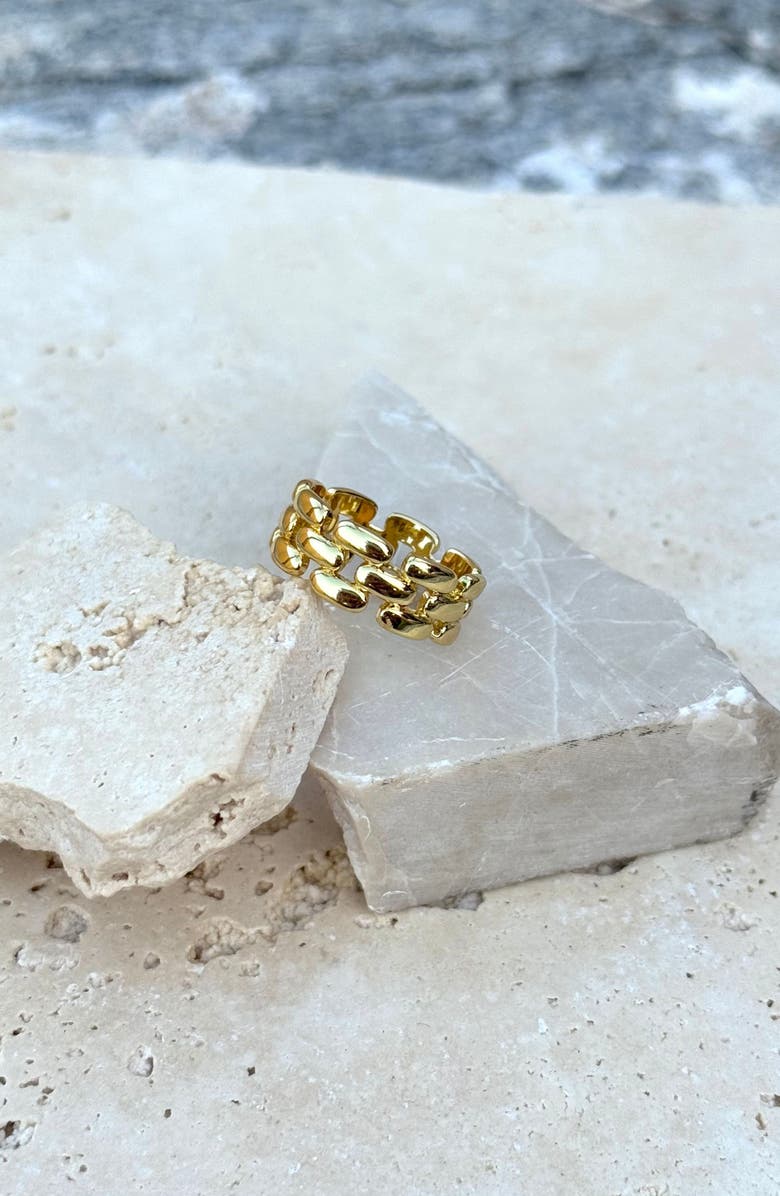 Adornia Grid Pattern Ring, Alternate, color, Gold
